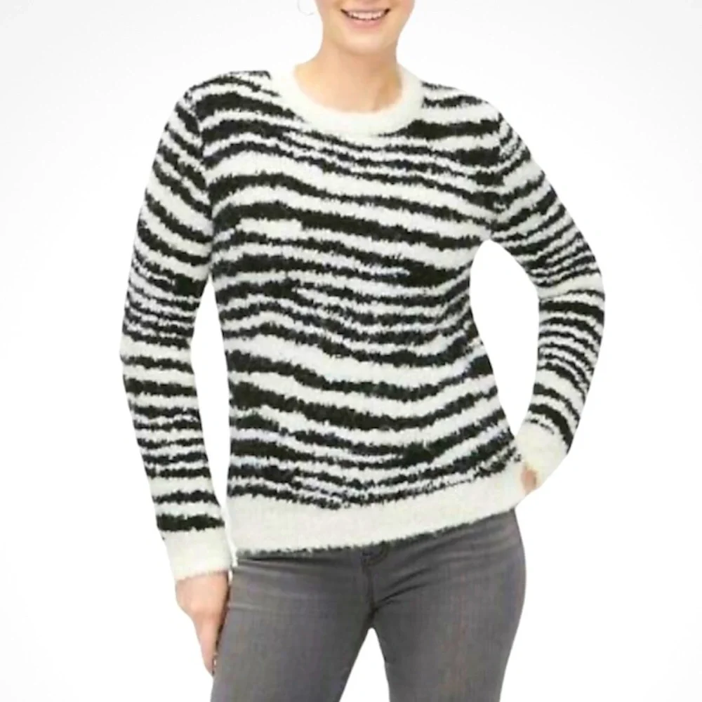NWT J Crew Boucle Zebra Pullover Sweater AS716 Size XXS Animal print